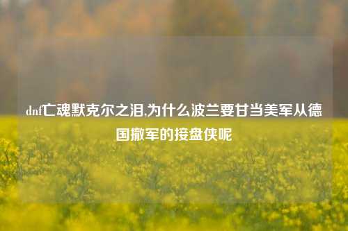 dnf亡魂默克尔之泪,为什么波兰要甘当美军从德国撤军的接盘侠呢