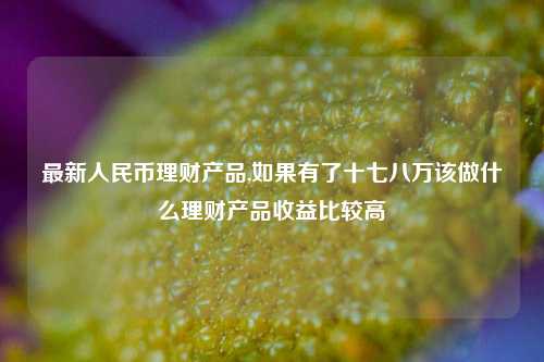 最新人民币理财产品,如果有了十七八万该做什么理财产品收益比较高