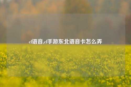 cf语音,cf手游东北语音卡怎么弄