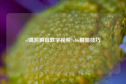 cf端游瞬狙教学视频?cfm瞬狙技巧