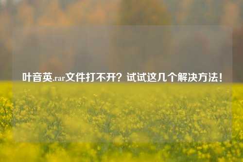 叶音英.rar文件打不开？试试这几个解决方法！