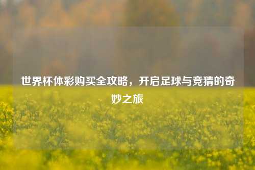 世界杯体彩购买全攻略，开启足球与竞猜的奇妙之旅