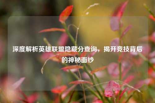 深度解析英雄联盟隐藏分查询，揭开竞技背后的神秘面纱
