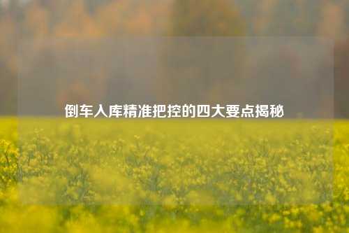 倒车入库精准把控的四大要点揭秘