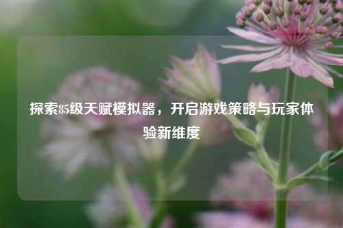 探索85级天赋模拟器，开启游戏策略与玩家体验新维度