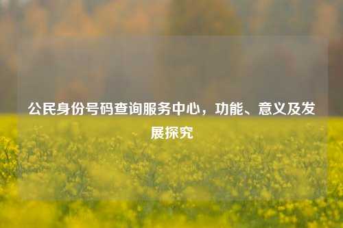 公民身份号码查询服务中心，功能、意义及发展探究