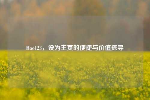 Hao123，设为主页的便捷与价值探寻