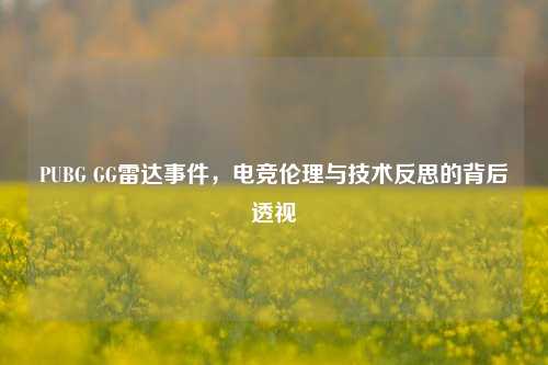 PUBG GG雷达事件，电竞伦理与技术反思的背后透视